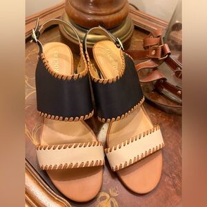Jack Rogers Black and Tan Leather Sandals